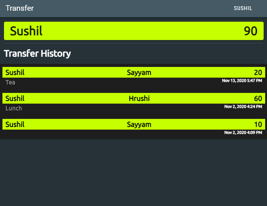 Transaction Dairy screenshot