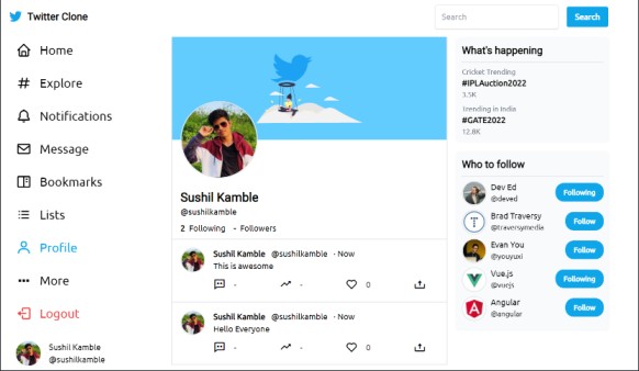 Twitter Clone screenshot